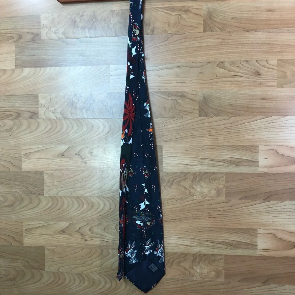 Vintage Looney Tunes Mania 1993 Holiday Tie with Candy Canes with Charac…